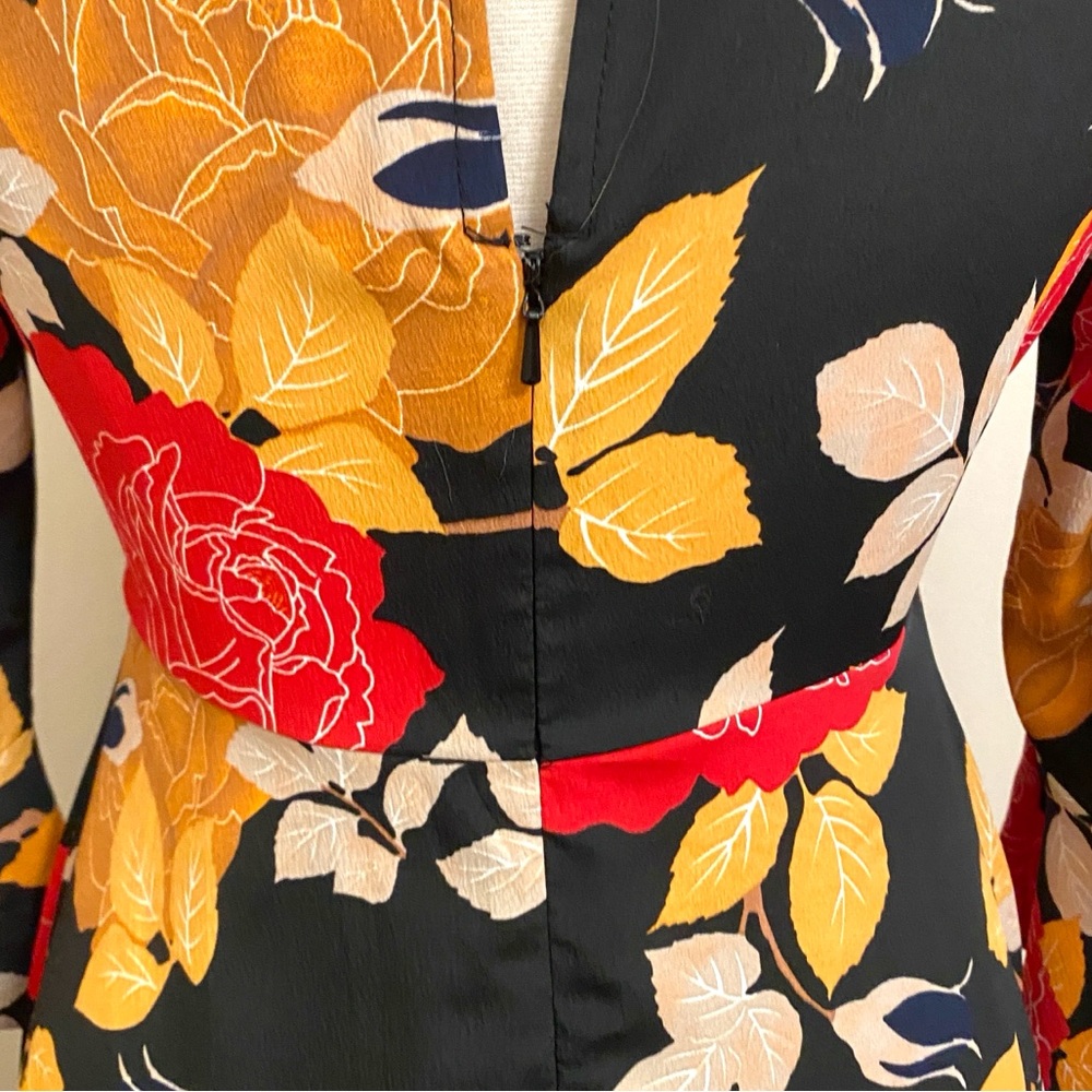ASOS Black Red Dark Floral SZ 6 Shabby Chic Cottagecore Boho Romantic Fall Dress - Picture 8 of 10